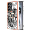 For Samsung Galaxy S25 Ultra 5G Electroplating Dual-side IMD Phone Case with Ring Holder(Totem Elephant)