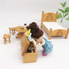 1:12 Mini Doll House Pocket Children Bedroom Small Bear Bed Set(Brown)