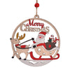 Christmas Day Decoration Hollow Wooden Pendant, Style: Sled Santa Claus
