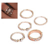 5 PCS/Set Fashion Women Rose Gold Rhinestone Elegant Rings Jewelry Set, Ring Size:6