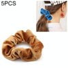 5 PCS Velvet Solid Color Elastic Hair Bands Ponytail Holder Scrunchies Tie Hair Rubber Band Headband(Coffee)