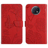For Xiaomi Redmi Note 9 5G Skin Feel Butterfly Peony Embossed Leather Phone Case(Red)