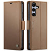 For Samsung Galaxy S25 5G CaseMe 023 Butterfly Buckle Litchi Texture RFID Anti-theft Leather Phone Case(Brown)