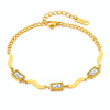 OPK GS1570 Stainless Steel Hand Jewelry Square Glass Crystal Zirconia Bracelet(White Zircon)