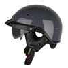 SOMAN Motorcycle Half Helmet Adjustable Helmet With Inner Mirror, Size: M(Cement Gray)