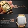 SKMEI 1220 Multifunctional Men Outdoor Business Noctilucent Waterproof Double Display Steel Watchband Wrist Watch(Gold)