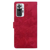 For Redmi Note 10 Pro 4G Lace Floral Embossed Magnetic Buckle PU Phone Case With Wrist Strap(Red)