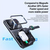 T50 5-in-1 Magnetic Wireless Charger Phone Watch Earphone Charging Stand with Clock & Speaker(Black)
