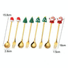 2pcs /Pack Christmas Dessert Fork And Spoon Set Portable Cute Cartoon Tableware, Style: Christmas Snowman Silver