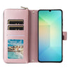 For Samsung Galaxy A06 Nine-card Slots Zipper Wallet Bag Leather Phone Case(Rose Gold)
