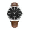 YAZOLE 512 Casual Quartz Men Watch(Silver Shell Black Tray Brown Belt)
