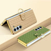 For Samsung Galaxy Z Fold5 VIETAO Woven Leather Metal Ring Phone Case(Green)