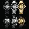 BINBOND B7872 Multifunctional Hollow Luminous Waterproof Quartz Watch, Color: Black Leather-Black-Black