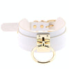 European and American Harajuku PU Leather Gold Single Ring Collar Wide Street-Snap Nightclub O-shaped Choker Necklace(White)