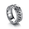 2 PCS Roman Numerals Turnable Chain Titanium Steel Ring, Color: Steel Color(13)
