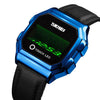 SKMEI 1650 Leather Strap Version LED Digital Display Electronic Watch with Touch Luminous Button(Blue)