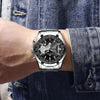 FNGEEN S001 Men Waterproof Watch Calendar Watch(Black Steel Blue Surface)
