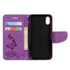 For iPhone X / XS Pressed Flowers Butterfly Pattern Horizontal Flip Leather Case with Holder & Card Slots & Wallet & Lanyard(Purple)