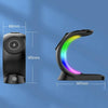 T17 3-in-1 RGB Atmosphere Light MagSafe Phone Watch Earphone Wireless Charger, Color: Black with  UK Plug