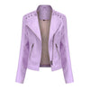 Women Short Leather Jacket Slim Jacket Motorcycle Suit, Size: S(Light Cherry Pink)