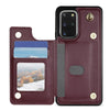 For Samsung Galaxy S20 FE 5G Rhombic Dual Buckle Card Slots Phone Case with Lanyard(Wine Red)