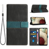 For Samsung Galaxy A03 Grid Stitching Leather Phone Case with Lanyard(Black)