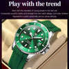OLEVS 6650 Men Luminous Waterproof Silicone Strap Mechanical Watch(Green)