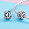S925 Sterling Silver 26 English Letter Beads DIY Bracelet Necklace Accessories, Style:I
