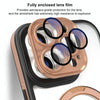 For iPhone 13 Pro Full Coverage Lens Film MagSafe Holder Transparent Phone Case(Black+Blue)