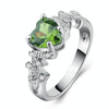 Women Heart Pattern Diamond Ring, Ring Size:7(Green)