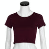 Round Neck Exposed Navel Shirt Body Short Sleeve T-shirt, Size: XL(Fuchsia)