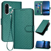 For Samsung Galaxy A36 5G YX0070 Carbon Fiber Buckle Leather Phone Case with Lanyard(Dark Green)