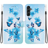 For Samsung Galaxy A34 5G Crystal Texture Colored Drawing Leather Phone Case(Blue Butterflies)