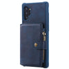 For Galaxy Note 10 Plus Zipper Shockproof Protective Case with Card Slots & Bracket & Photo Holder & Wallet Function(Blue)