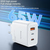 Yesido YC70 65W Type-C, USB, 8 Pin Reverse GaN Fast Charger with Type-C to 8 Pin Cable(EU Plug)
