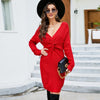 Women Sexy Package Hip Long Knitted Backless Twisted Knot Dress, Size: XL(Red)