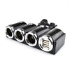 Car Cigarette Lighter Socket Splitter Dual USB Port Car Charger 3-Way Adapter
