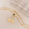 OPK GZ192 Simple Delicate Tassel Butterfly Flower Double Layers Stainless Steel Anklets(Gold)