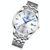 FNGEEN 2111 Men Simple Luminous Calendar Quartz Watch(White Steel White Surface)