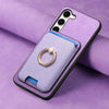 For Samsung Galaxy S23 FE 5G Retro Cross Leather Ring Vertical Insert Card Bag MagSafe Phone Case(Purple)
