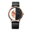 TOMI T080 Hollow Design Half See-through Unisex Quartz Watch(Black Brown Face Black Strap)