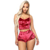 Ladies Sexy Velvet Crop Tops Pants Set Underwear Pajamas, Size: S(Red)