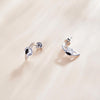 S925 Sterling Silver Silver Black White Zircon Ear Studs Women Earrings