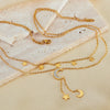 OPK GX2437 Stainless Steel Star Moon Tassel Pendant Double Layers Stacked Collarbone Chain(Gold)