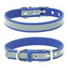 Reflective PU Leather Dog Collar, XS, Dark Blue - CL181K