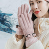 1 Pair YR205 Winter Warm Plus Fleece Mouth Driving Riding Sports Gloves, Size: Free Code(Pink)