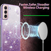 For Samsung Galaxy S21+ 5G Gradient Glitter Flower All-inclusive Phone Case(Purple)