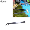 4pcs Stainless Steel Plants Cleaner Tool Crooked Tweezer Plants Cleaning Tool Aquarium Maintenance Tools Marine Aquarium Live Plants Tweezers,Length:17cm