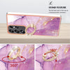 For Samsung Galaxy S25 Ultra 5G Electroplating Marble IMD TPU Phone Case with Ring Holder(Purple 001)
