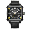 BAOGELA 6763G Square Dial Leather Strap Clock Calendar Mechanical Watch For Men(Black)